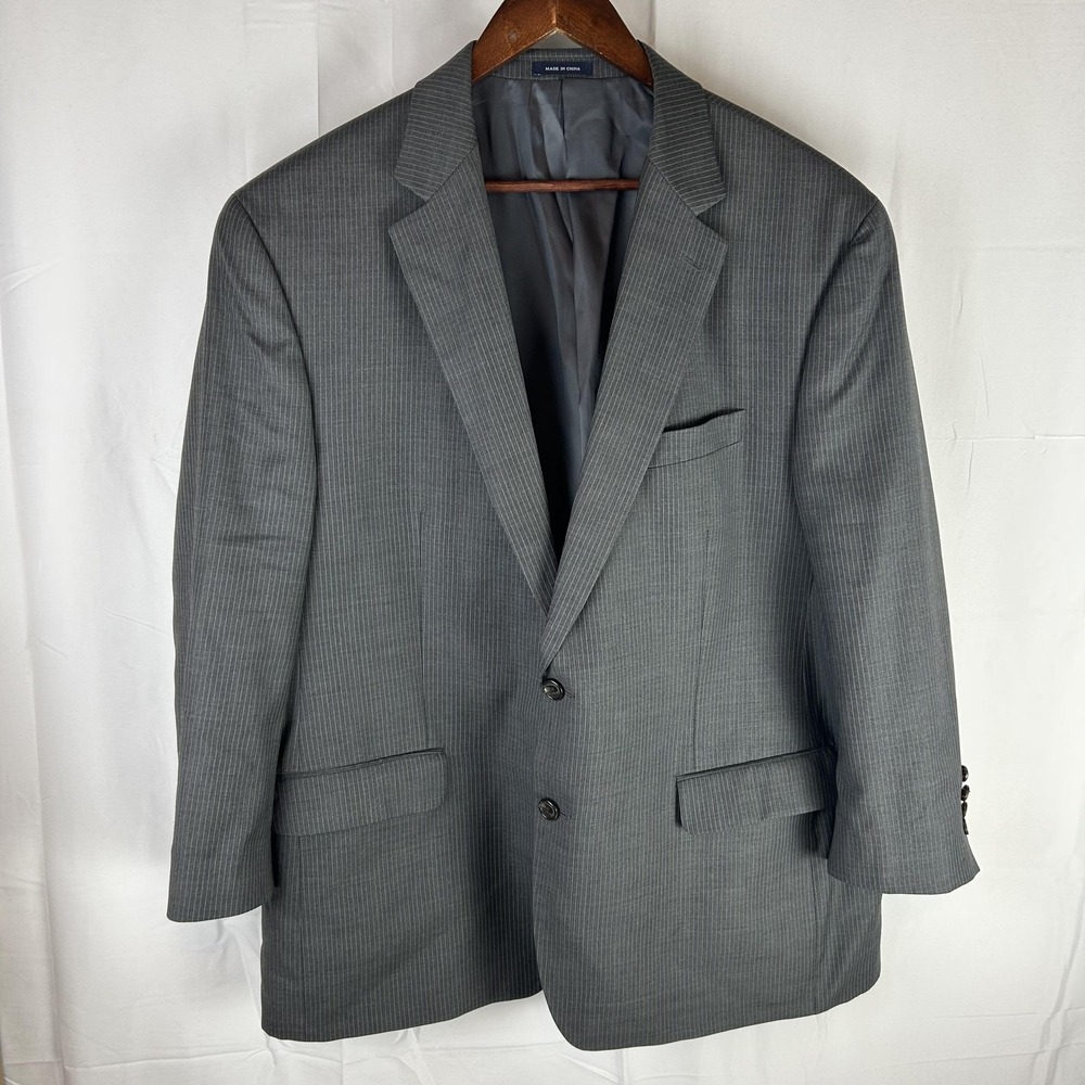 Ralph Ralph Lauren Blazer‎ Mens 48R Gray Pinstripe Wool Two Button Suit Jacket